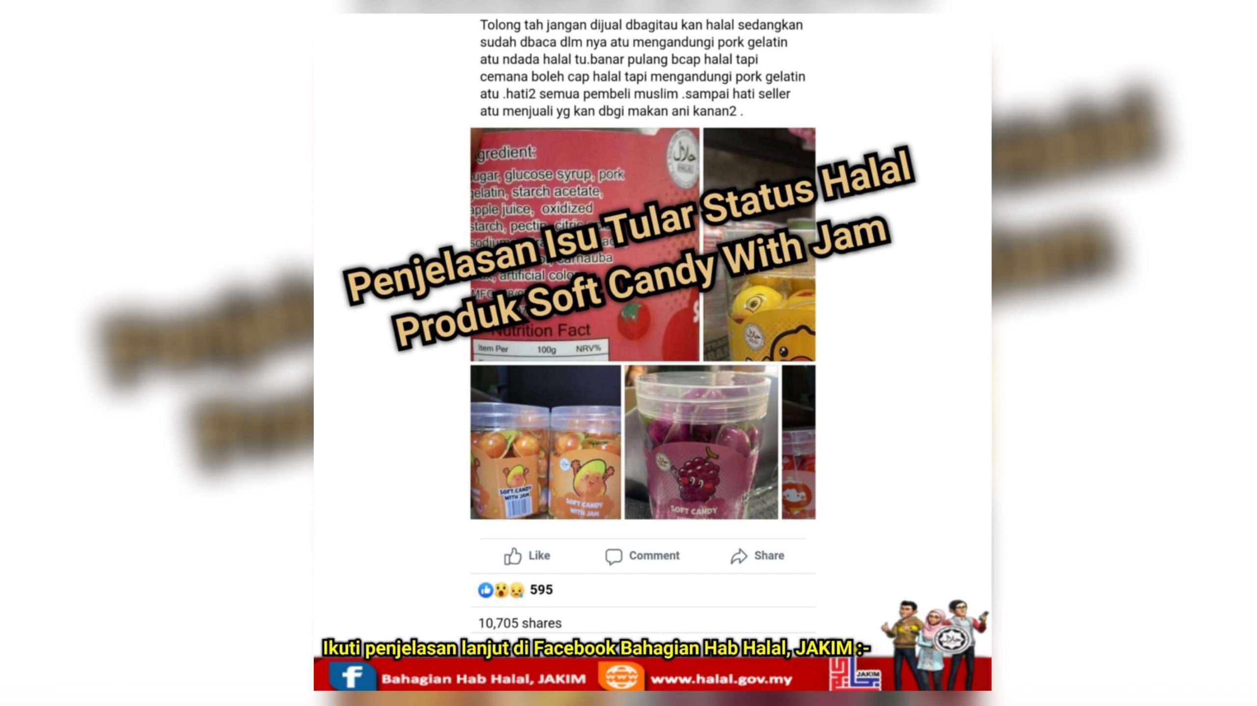 Produk Soft Candy With Jam guna logo halal tak diiktiraf